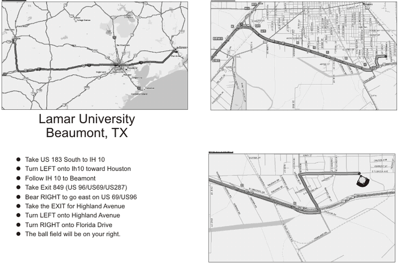 ABUA Map to Lamar University